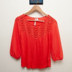 Orange Blouse With Lace detail Lauren Conrad